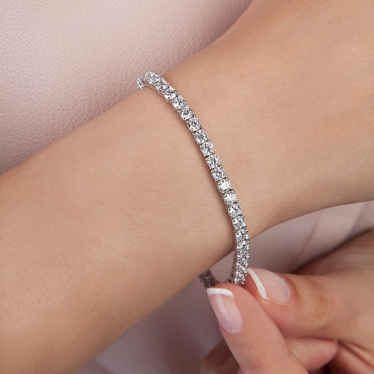 PAVOI 14K Gold Plated 3mm Cubic Zirconia Classic Tennis Bracelet | Gold Bracelets for Women | Size 6.5-7.5 Inch - Image 2